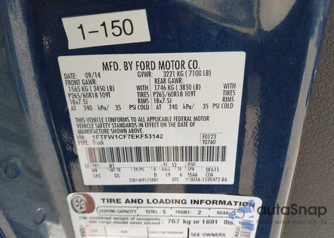 2014 Ford F-150 Xlt z USA, uszkodzony, nr VIN 1FTFW1CF7EKF53142